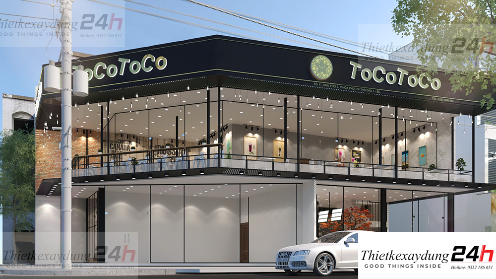 thiết kế quán nhượng quyền trà sữa tocotoco