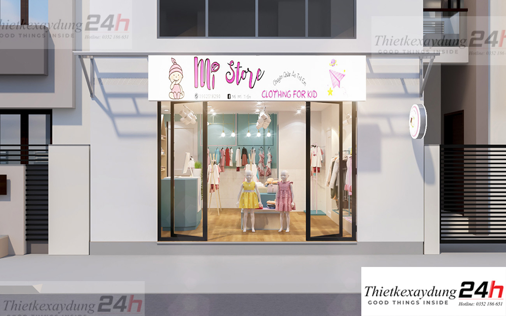 thiết kế shop thời trang trẻ em mi store